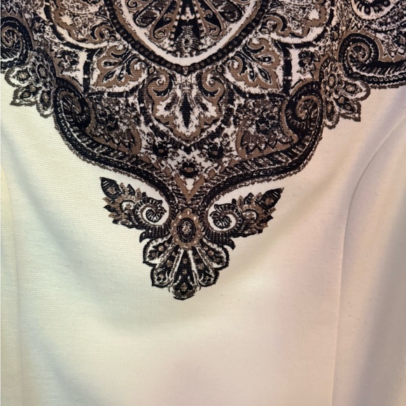 London Times Strapless Dress with Black Paisley on White size 10 - Picture 3 of 3